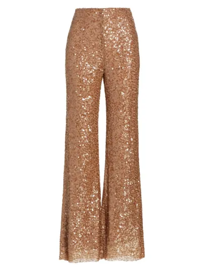 Sachin & Babi Bri High-rise Straight-leg Sequin Pants In Honey