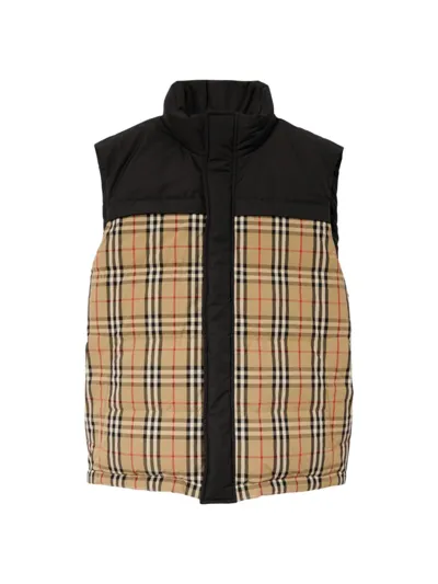 Burberry Check Panel Reversible Gilet In Archive Beige Check