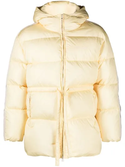 Palm Angels Side-stripe Puffer Jacket In Beige