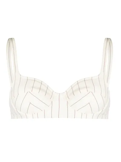 Jean Paul Gaultier Striped Bra Woman White In Polyeter In Neutrals