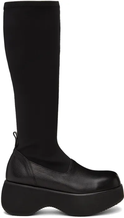 Open Yy Black Sock Knee-high Boots