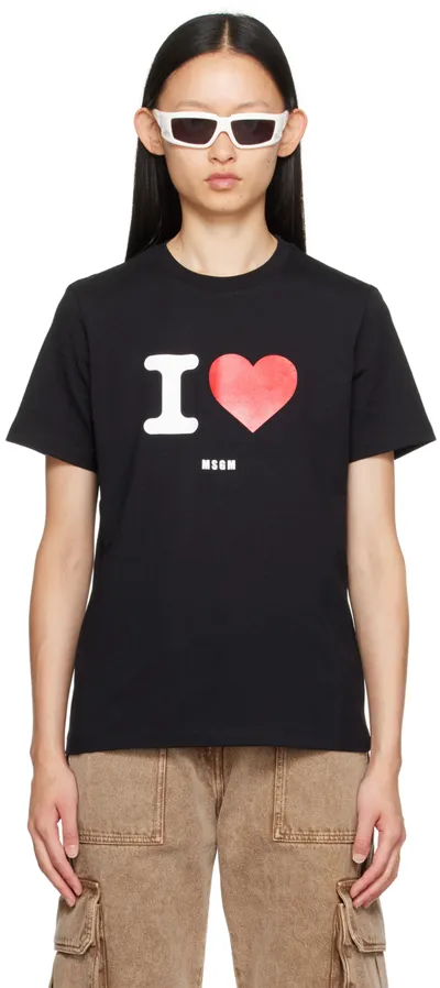 Msgm Logo-print Cotton T-shirt In Black