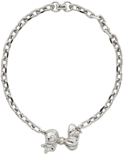 Mondo Mondo Silver Bow Choker In White Bronze