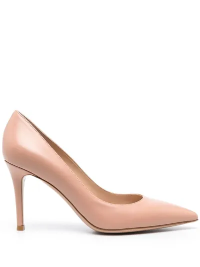 Gianvito Rossi 85mm Pointed-toe Leather Pumps In Neutrals