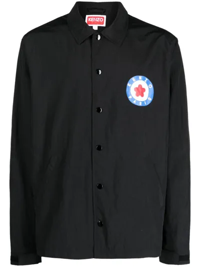 Kenzo Target Logo-stamp Shirt Jacket In Noir