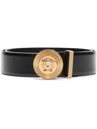 Versace Belt With Medusa Plaque In Nero