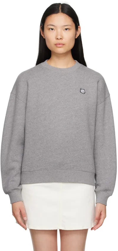 Maison Kitsuné Fox Head Patch Sweatshirt In Grey