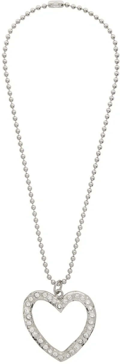 Mondo Mondo Silver Disco Necklace In Crystal