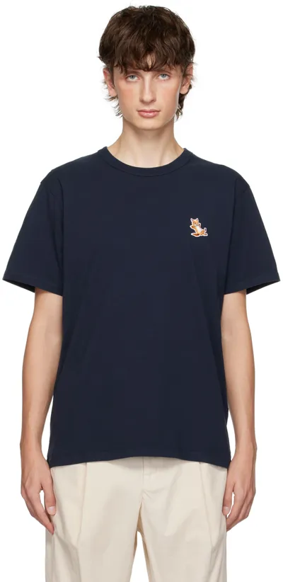 Maison Kitsuné Chillax Fox Patch T-shirt In Ink Blue