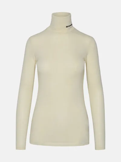 Jil Sander White Wool Blend Sweater In Ivory