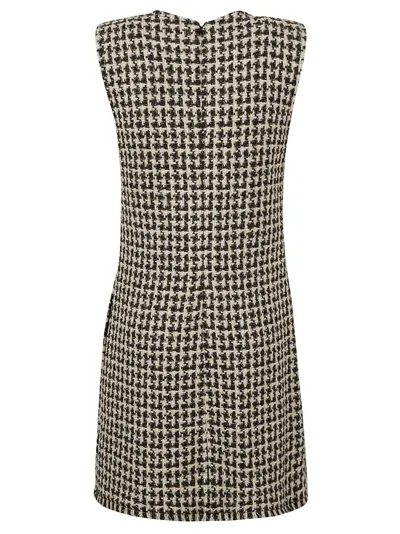 Lanvin Checked Sleeveless Tweed Dress In Multi