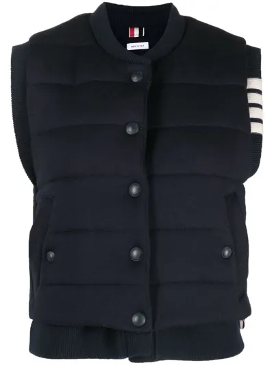 Thom Browne 4-bar Stripe Reversible Vest In Blue