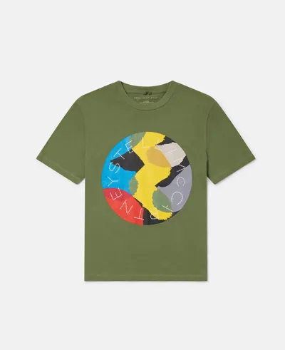 Stella Mccartney Logo Smudge Print T-shirt In Green