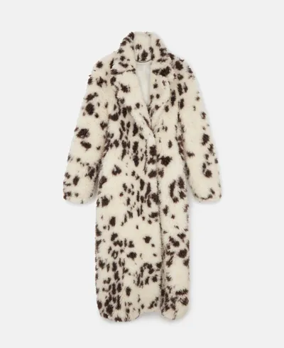 Stella Mccartney Appaloosa Print Long Teddy Coat In Cream