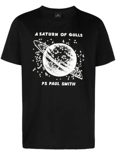 Ps By Paul Smith Graphic-print Cotton T-shirt In Black