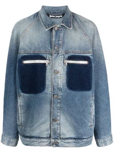 Palm Angels Reserve Dyed Denim Jacket In Blue