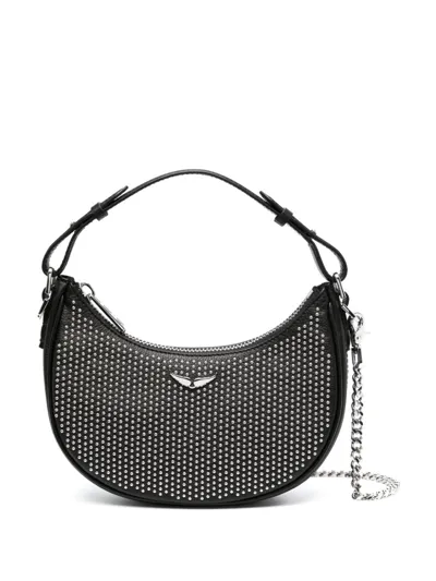 Zadig & Voltaire Moonrock Plumetis Leather Shoulder Bag In Black