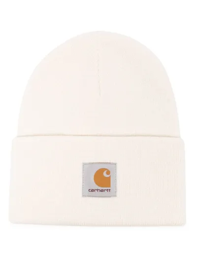 Carhartt Logo-patch Knit Beanie In Neutrals