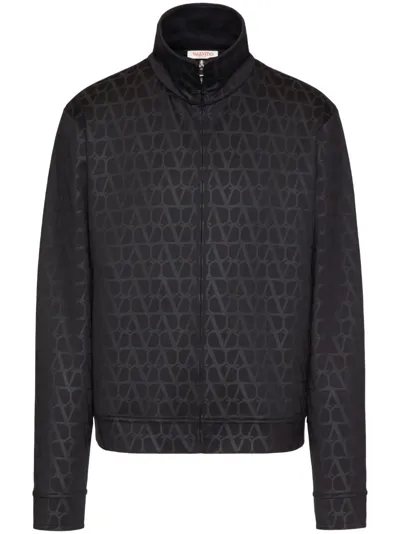 Valentino Toile Iconographe Print Zip-up Sweatshirt In Black