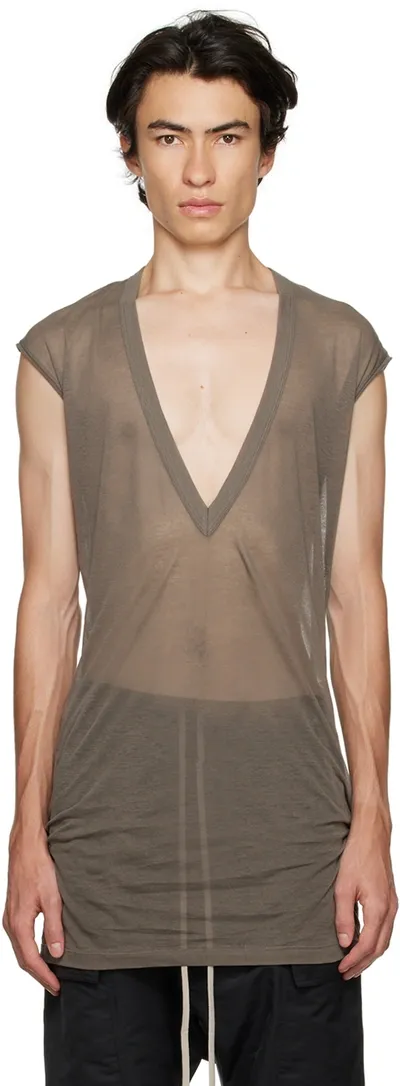 Rick Owens Gray V-neck T-shirt In 34 Dust