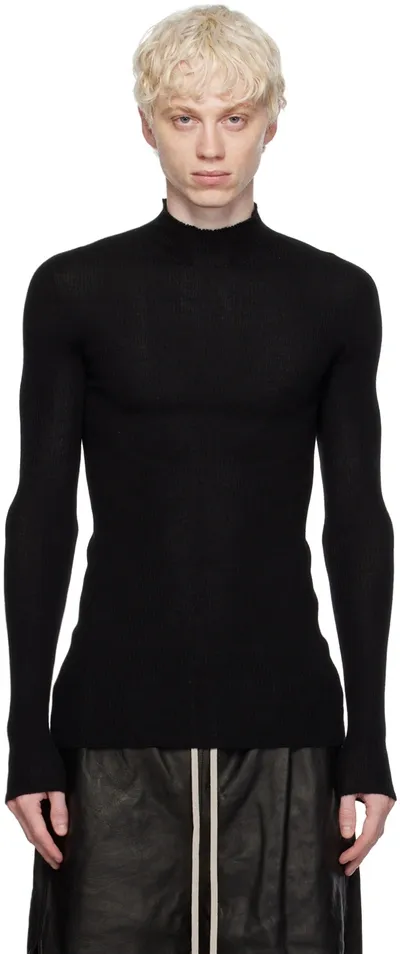 Rick Owens Black Rib Sweater In 09 Black