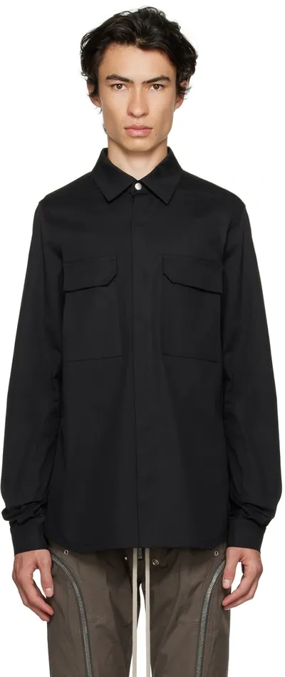 Rick Owens Press-stud Long-sleeved Shirt In Black