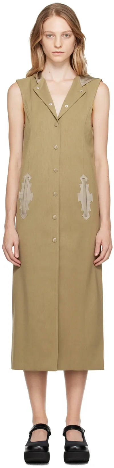 Open Yy Beige Zip Hood Midi Dress