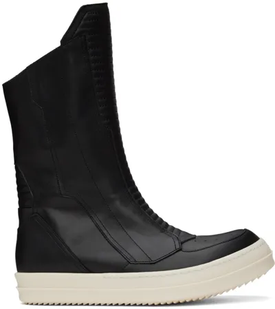 Rick Owens Black Biker Sneakers In 91 Black/milk/milk