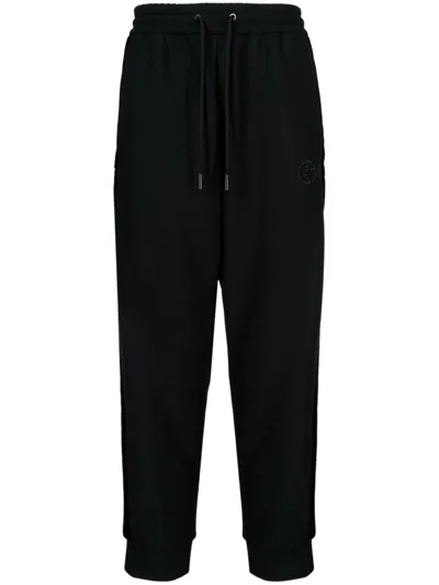 Giorgio Armani Logo-embroidered Tapered Track Pants In Black