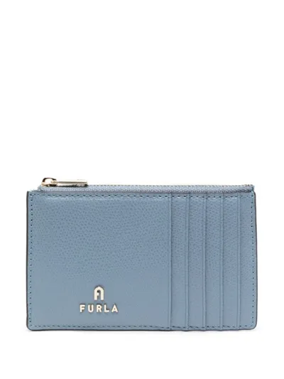 Furla Logo-plaque Leather Wallet In Blue