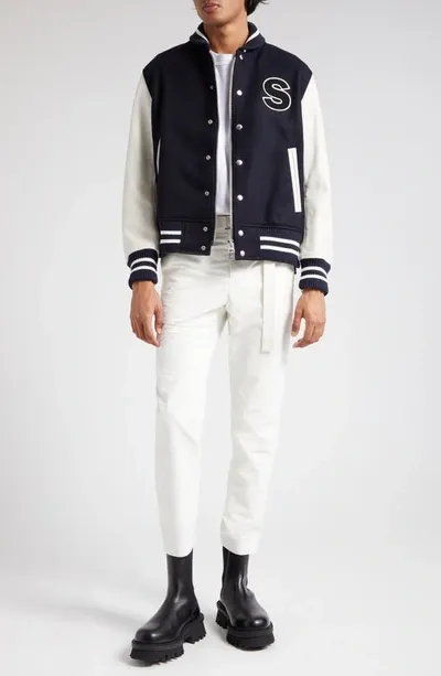 Sacai Interstellar Blouson Jacket In Navy Off White