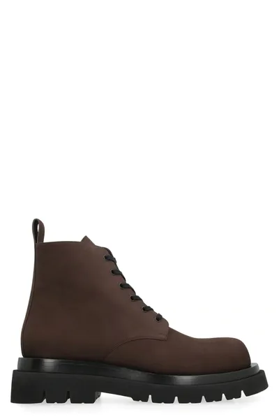 Bottega Veneta Lug Lace-up Boots In Brown