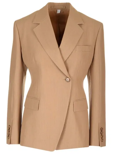 Burberry Wool Tailored Jacket In Camel Melange