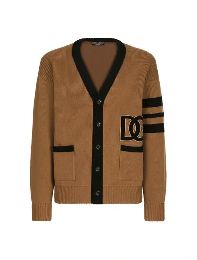 Dolce & Gabbana Cardigan Mit Dg In Camel,black