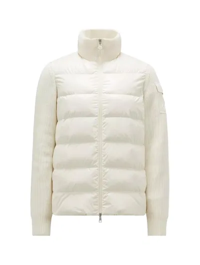 Moncler Hybrid Wool Cardigan In White