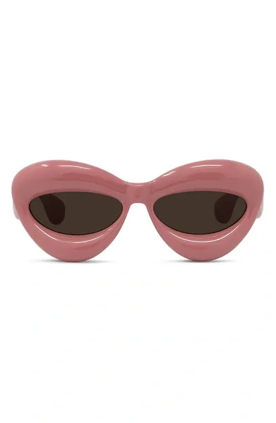 Loewe Fashion Show Inflatable  Lw40097i 72e Oval Sunglasses In Shiny Pink