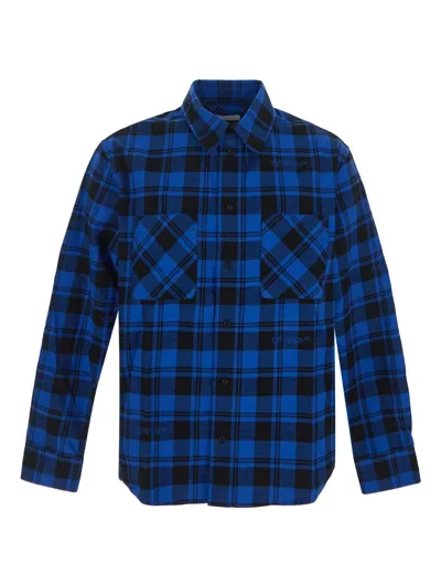 Off-white Check-print Zip-up Shirt In Blue