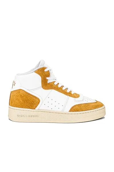 Saint Laurent Women's Sl80 Sneakers In Leather And Suede In White