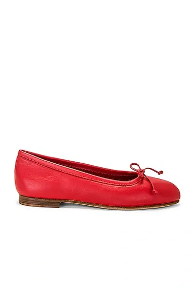 Manolo Blahnik Verallii Nappa Flat In Bright Red