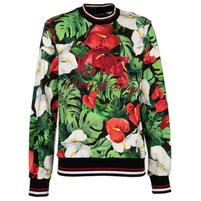 Pre-owned Dolce & Gabbana Blumen Pullover Sweatshirt King Mit Stickerei Grün Rot 11436