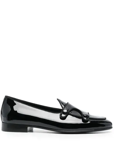 Edhen Milano Almond-toe Patent Loafers In Schwarz