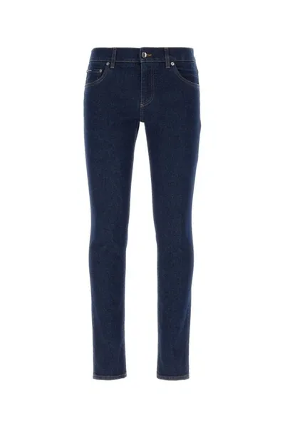 Dolce & Gabbana Logo Denim Jeans In Blue