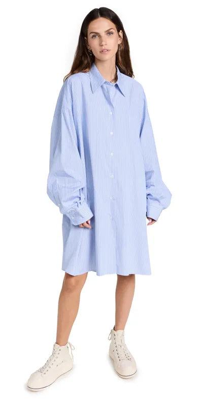 Maison Margiela Poplin Shirt Dress In Blue