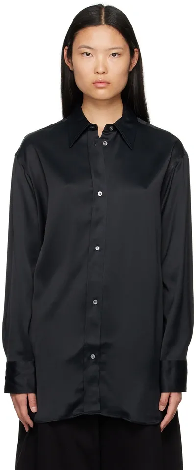 Studio Nicholson Black Button Shirt In Darkest Navy