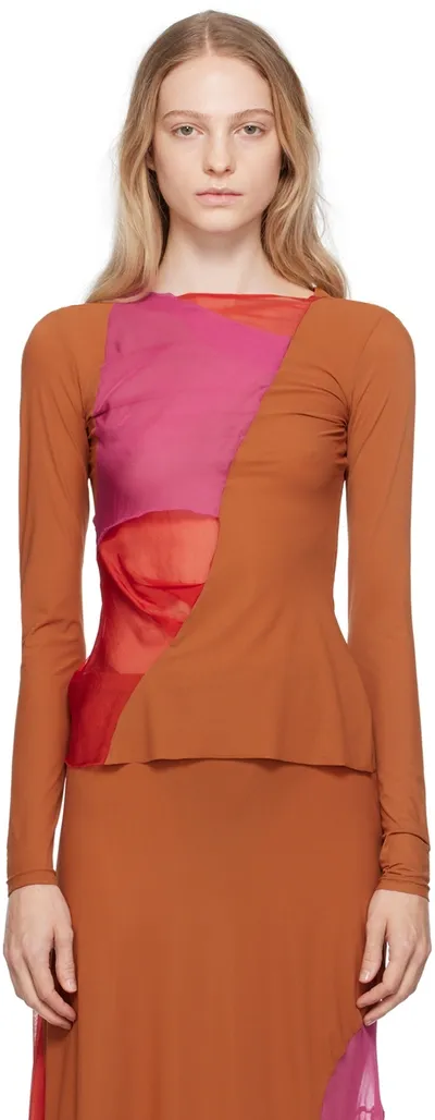 Paula Canovas Del Vas Panelled Long-sleeve Top In Braun