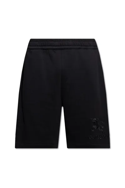 Burberry Logo Embroidered Track Shorts In Black