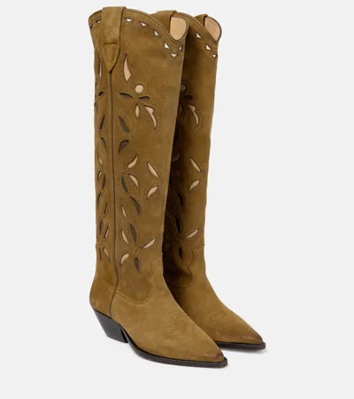 Isabel Marant Denvee Suede Knee-high Boots In Green