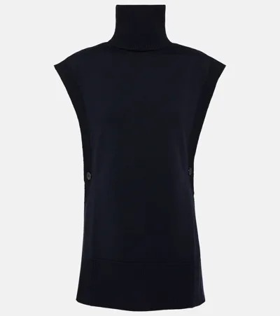 Max Mara Leisure Esotico Virgin Wool Top In Blue