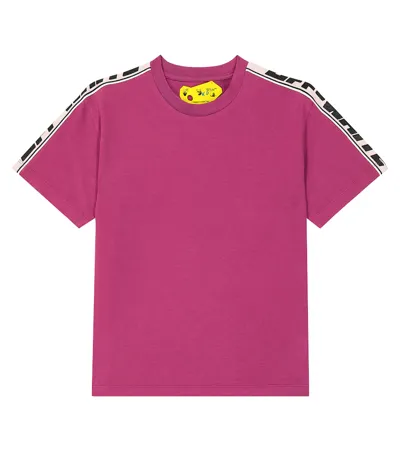 Off-white Kids' Logo Cotton Jersey T-shirt In Burgundy