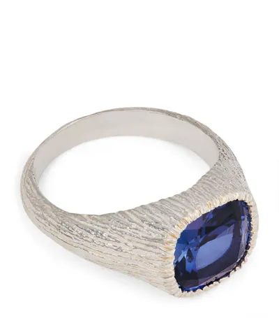 Bleue Burnham Sterling Silver Burnham Signet Sapphire Ring